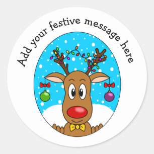 Sticker Rond Reindeer de Noël personnalisé
