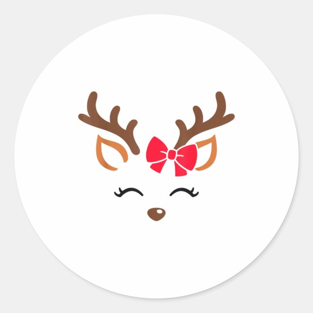 Sticker Rond Reindeer Face Gles Christmas Costume Xmas Pajama G (Devant)