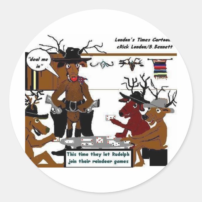 Sticker Rond Reindeer Games Drôle Noël Cadeaux & Tee - shirts (Devant)