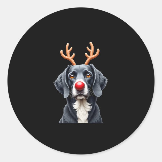 Sticker Rond Reindeer Great Dane Christmas Great Dane Dog Mom D (Devant)