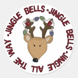 Sticker Rond Reindeer Jingle Bells Tshirts et cadeaux