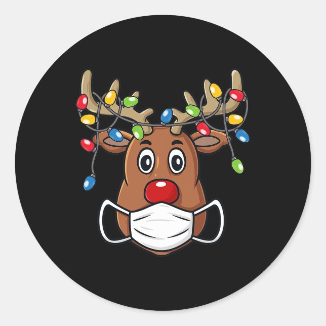 Sticker Rond Reindeer Joyeux Noël Fun Noël 1 (Devant)