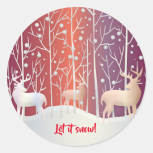Sticker Rond Reindeer, Laisse-le neiger !