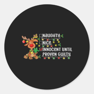 Sticker Rond Reindeer Noël Nice Naughty Innocent Jusqu'À Pro