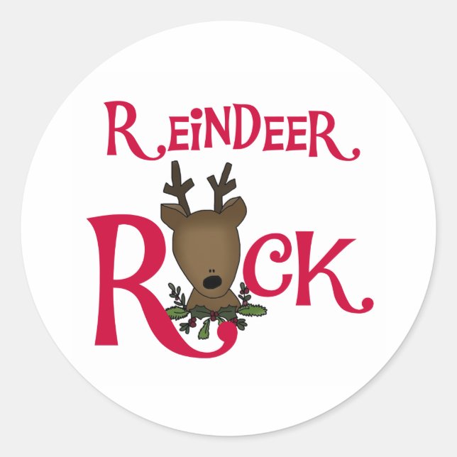 Sticker Rond Reindeer Rock vacances de Noël (Devant)