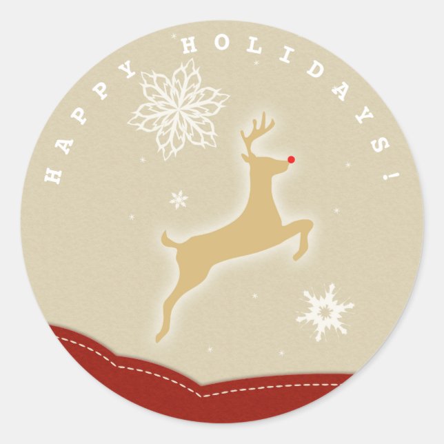 Sticker Rond Reindeer rouge et or (Devant)