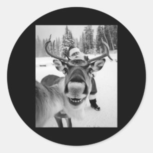 Sticker Rond Reindeer Selfie fête de Noël Selfie Funny Reind
