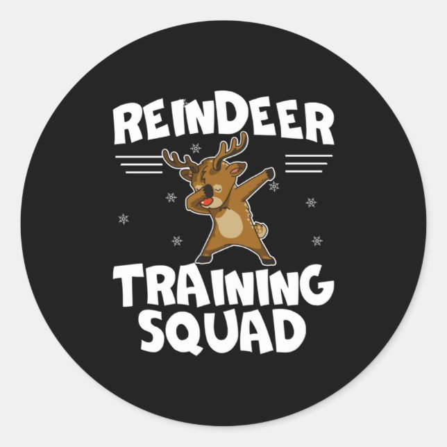 Sticker Rond Reindeer Training Squad Deer Team Xmas Running New (Devant)