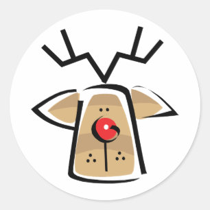 Sticker Rond Reinder de Noël