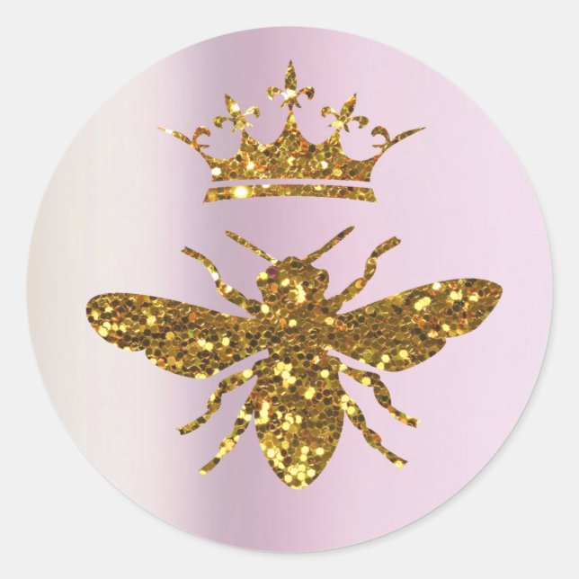 Sticker Rond reine abeille faux brillant  (Devant)