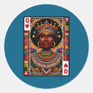 Sticker Rond reine africaine carte melanine fierté noire blm