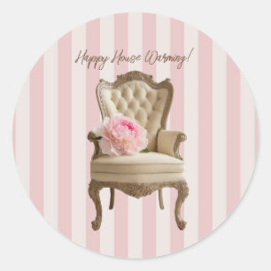 Sticker Rond Reine Anne chaise d'aile Pink Peony