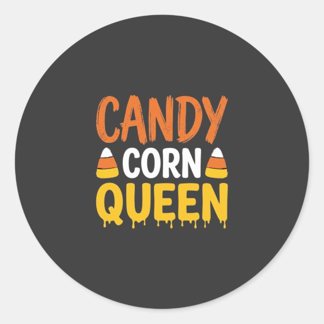 Sticker Rond Reine Candy Corn Graphique Halloween_1 (Devant)