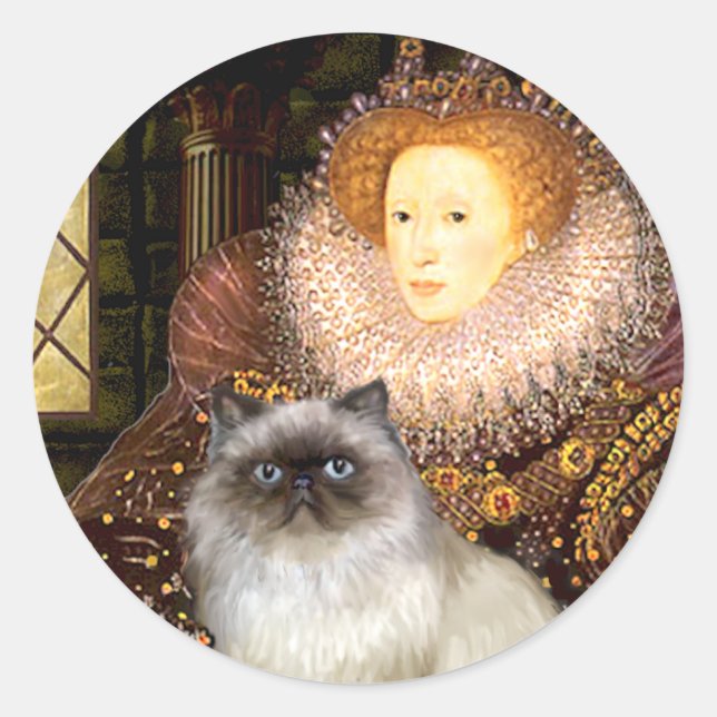 Sticker Rond Reine- Chat himalayen 7 (Devant)