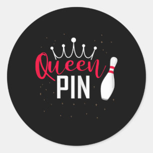 Sticker Rond Reine Chemise À Noeud Joueuse De Quille Ligue Pour