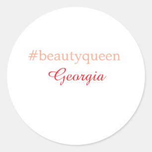 Sticker Rond Reine de beautéhashtag rouge clair ajouter nom fil