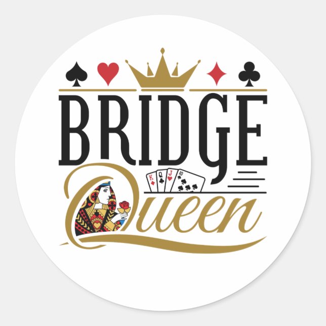 Sticker Rond Reine de bridge (Devant)