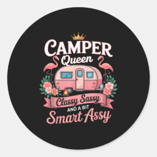 Sticker Rond Reine de caravane Cly Sy Smart Y Camping Rv Femmes