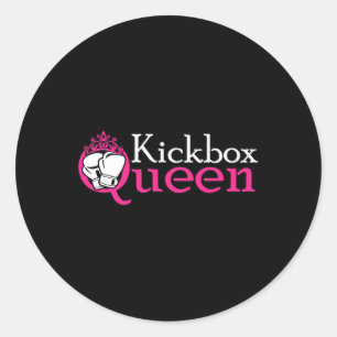 Sticker Rond Reine de kickboxeuse est une fille de kickboxing e