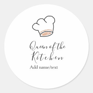 Sticker Rond Reine de la cuisine chef cuisine ajouter nom couro