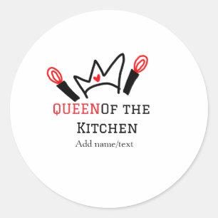 Sticker Rond Reine de la cuisine chef cuisine ajouter nom couro