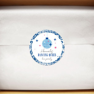 Sticker Rond Reine de la danse soirée grecque disco enterrement