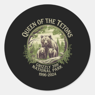 Sticker Rond Reine Des Tétons Grizzly 9 Réserve faunique 19