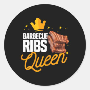 Sticker Rond Reine drôle de ribs Rbecue Barbecue Assaisonnement