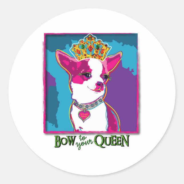 Sticker Rond Reine du Chihuahua (Devant)