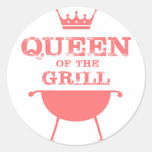 Sticker Rond Reine Du Grill, Rose