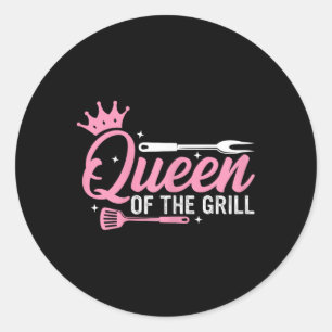 Sticker Rond Reine Du Grill Viande Fumée Bbq Byrbecue 1