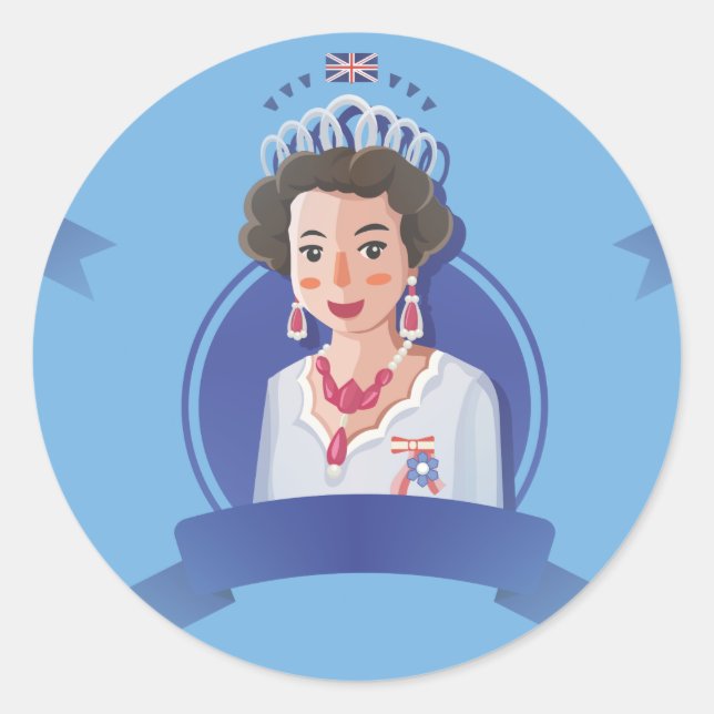 Sticker Rond reine elizabeth 2 (Devant)