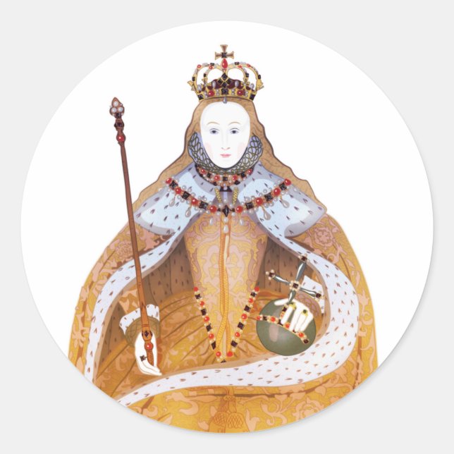 Sticker Rond Reine Elizabeth I - illustration historique (Devant)