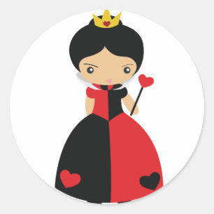 Sticker Rond Reine mignonne de KRW des coeurs