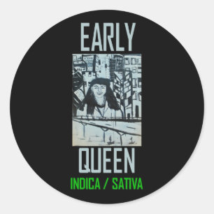 STICKER ROND REINE PRÉCOCE INDICA SATIVA