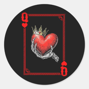 Sticker Rond Reine Roi des cœurs Carte à jouer Couple Correspon