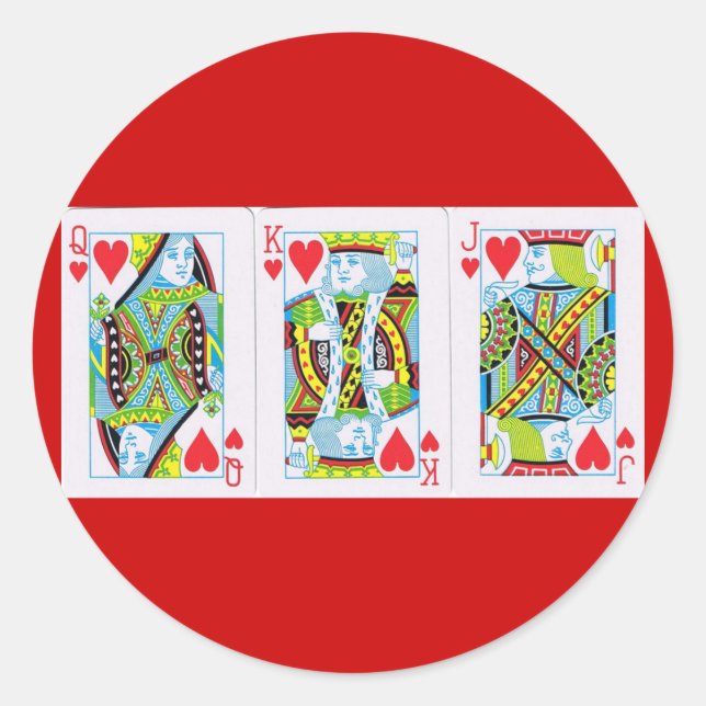 Sticker Rond Reine, Roi, Jack des Coeurs (Devant)
