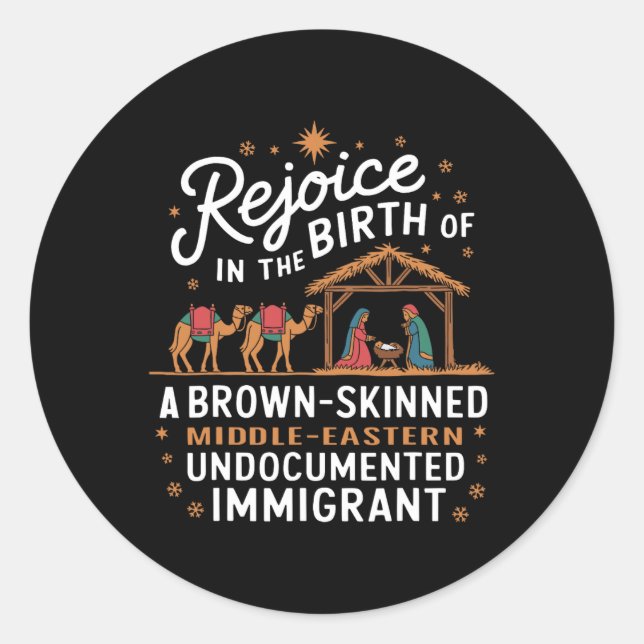Sticker Rond Rejoice In The Birth Of A Brown Skinned Christmas  (Devant)