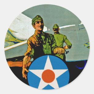 Sticker Rond Rejoignez Le Service Aérien ~ Donnez Er Le Canon