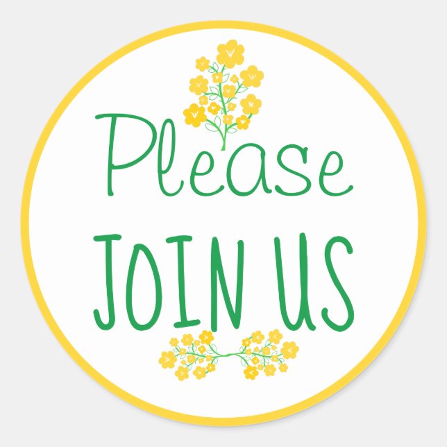 Sticker Rond Rejoignez-nous Fleur Jaune (Devant)