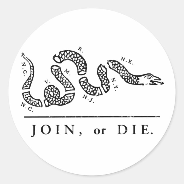 Sticker Rond Rejoindre Ou Mourir - Libertarien (Devant)