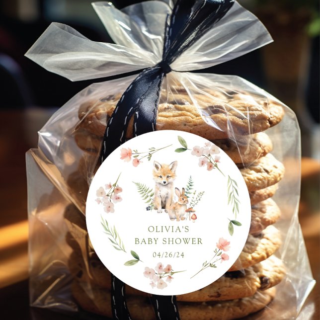 Sticker Rond Réjouissance Naturelle Fête de Bébé Renard (Créateur téléchargé)