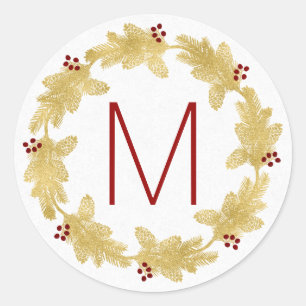 Sticker Rond Réjouissez-vous avec Dove Gold Holiday Wreath