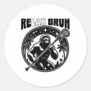 Sticker Rond Relax Bro Bruh Funny Bigfoot Lax Lacrosse Hommes G
