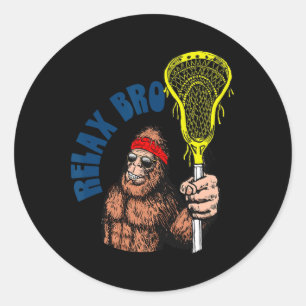 Sticker Rond Relax Bro ! Funny Sasquatch Lax Bigfoot Lacrosse V