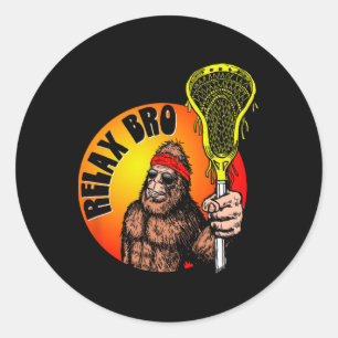 Sticker Rond Relax Bro ! Funny Sasquatch Lax Bigfoot Lacrosse V