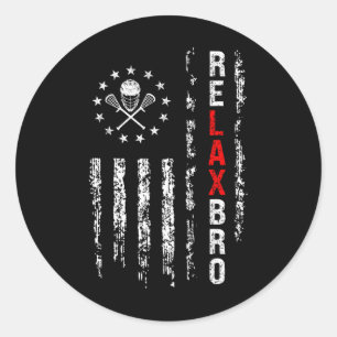 Sticker Rond Relax Bro Lacrosse Drôle Sticks Lacrosse La