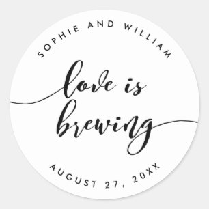 Sticker Rond Relax Script Love est l'amour de mariage brasser F