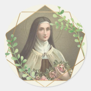 Sticker Rond Religieux St. Therese Carmelite Nun Vintage