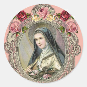 Sticker Rond Religieux vintage St. Therese Carmelite Nun